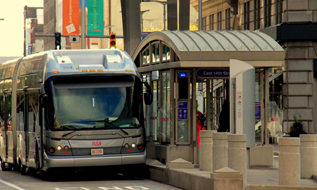 The New NY Bridge will help integrate mass transit options similar to the Cleveland HealthLine bus rapid transit system, pictured above.